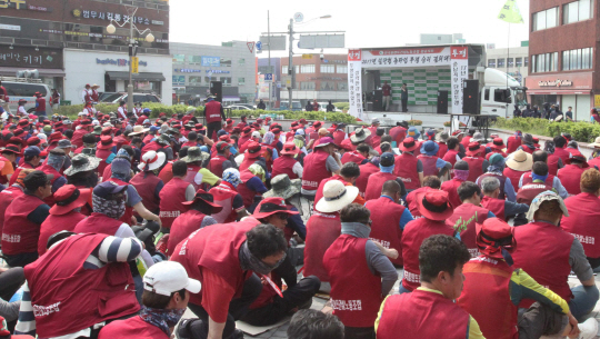 충남 플랜트건설노조 파업 집회