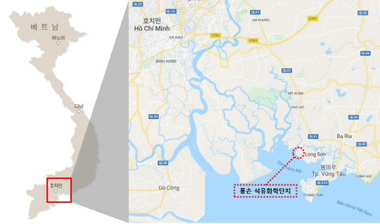 롱손 석유화학단지 위치도.(제공=SK건설)  롱손 석유화학단지 위치도