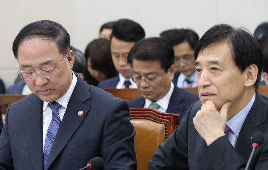 국감 출석한 홍남기 경제부총리와 이주열 총재
