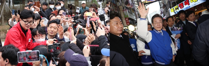 인사하는 한동훈, 호소하는 이재명