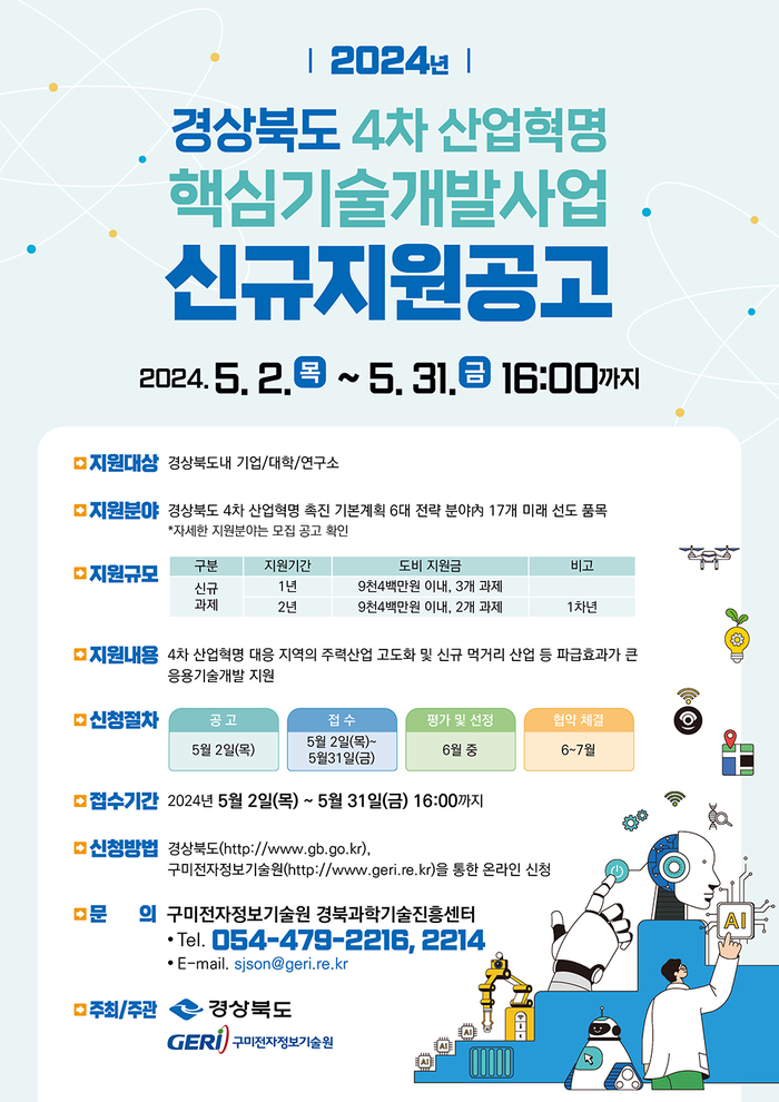 경북 4차산업혁명 핵심기술개발사업 참가기업 모집 포스터
