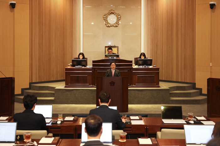 주광덕 남양주시장 4일 남양주시의회에서 시정연설 발표