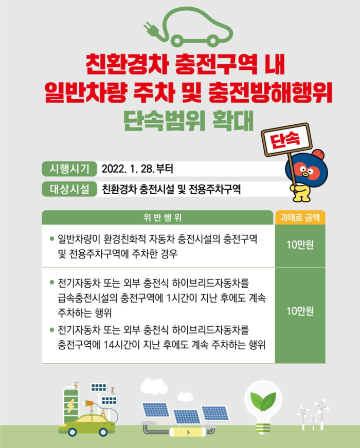 전기차 충전구역 내 일반차량 주차 단속
