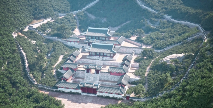 디지털 콘텐츠로 복원된 고양특례시 북한산성 행궁 전경
