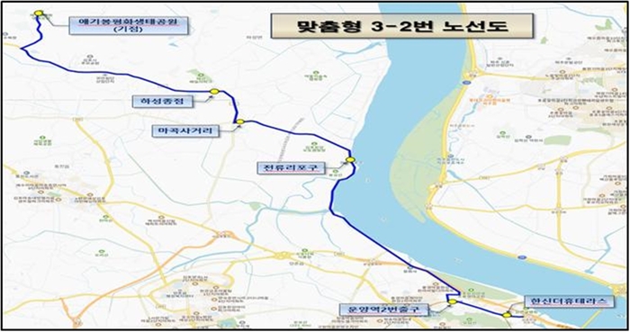 김포시 애기봉평화생태공원 연계 3-2번 노선도