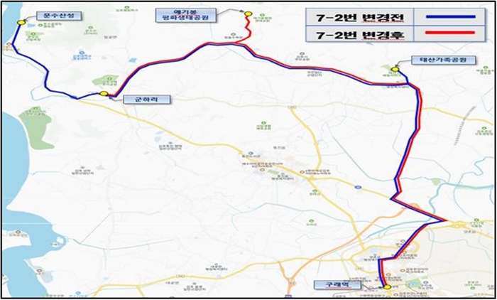 김포시 애기봉평화생태공원 연계 7-2번 노선도