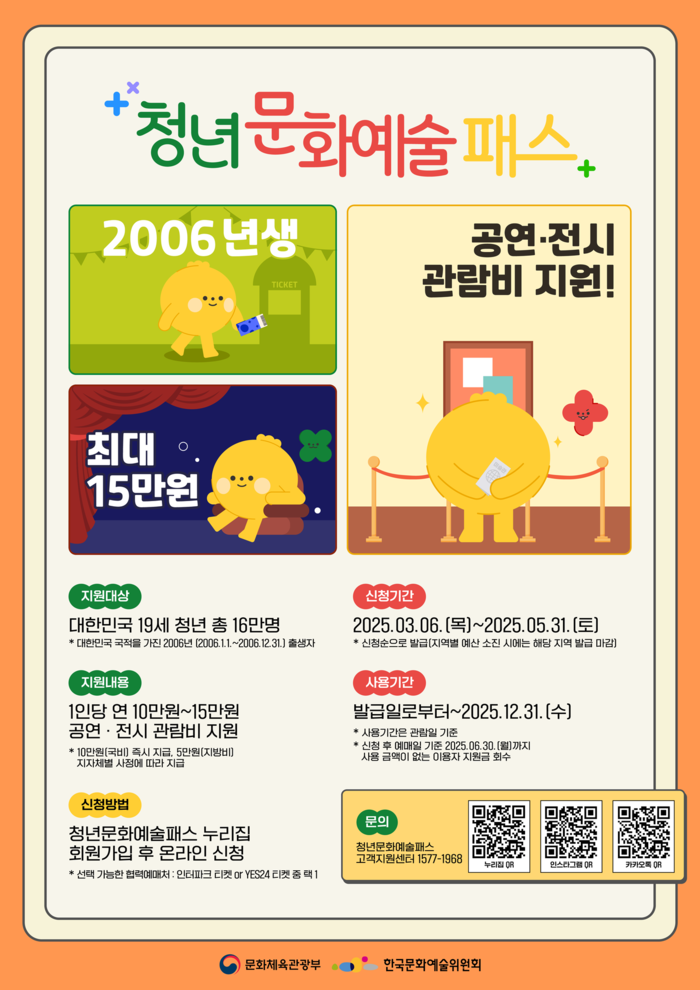 부천시 청년문화예술패스 지급 포스터