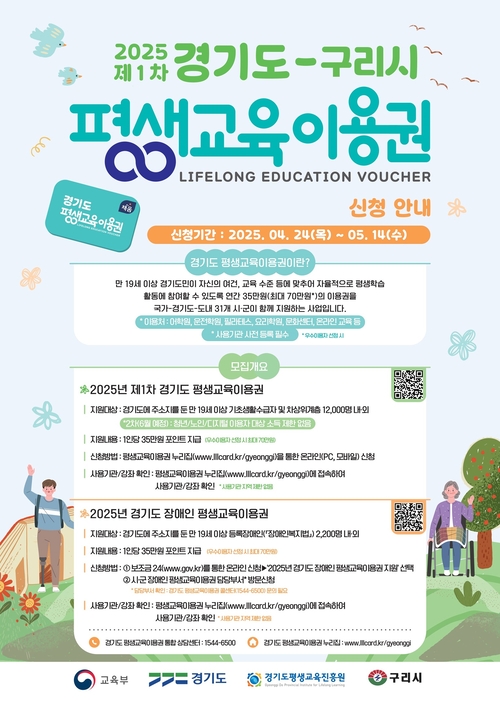구리시 2025년 평생교육이용권 지원 포스터