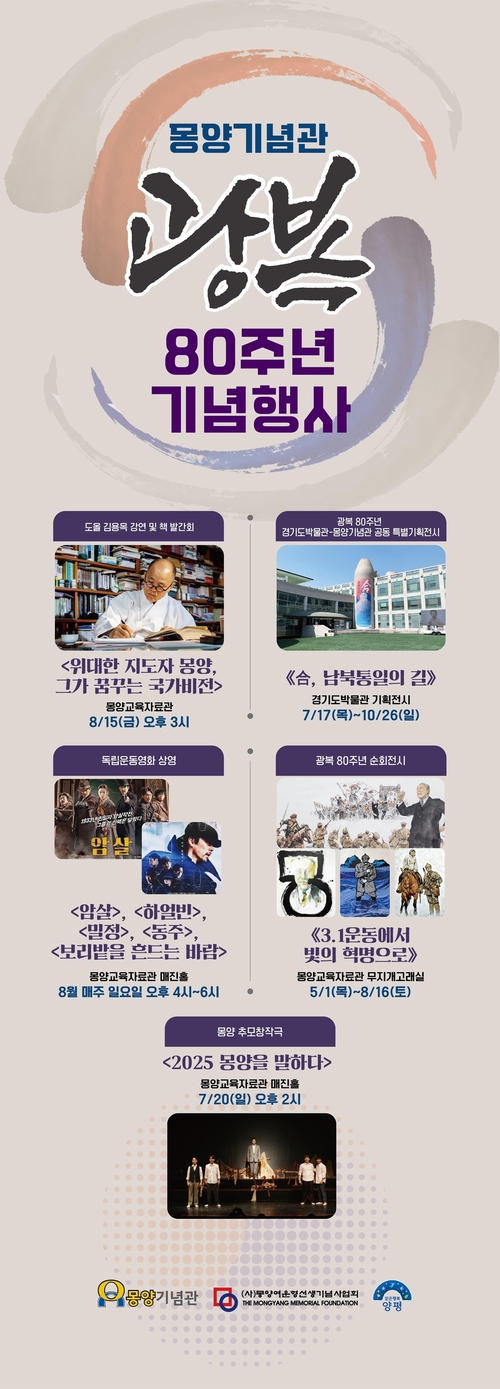 양평군 몽양기념관 광복 80주년 기념행사 포스터