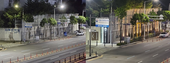 안양시 호계3동 경수대로 보행도로 조형물 설치 전후