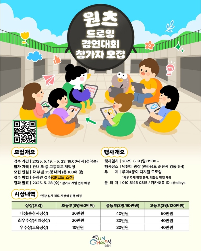 순천시, 미래 콘텐츠 인재 발굴... '원츠 캐릭터 드로잉 경연대회' 개최