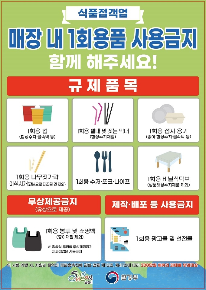 순천시, 「1회용품 사용 줄이기」 집중 홍보