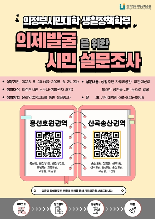 의정부시 시민참여형 의제 발굴 설문조사 실시 포스터