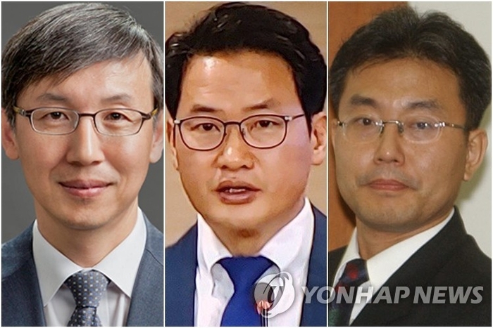 조국혁신당의 3대 특검 후보, 왼쪽부터 한동수-심재철-이명현