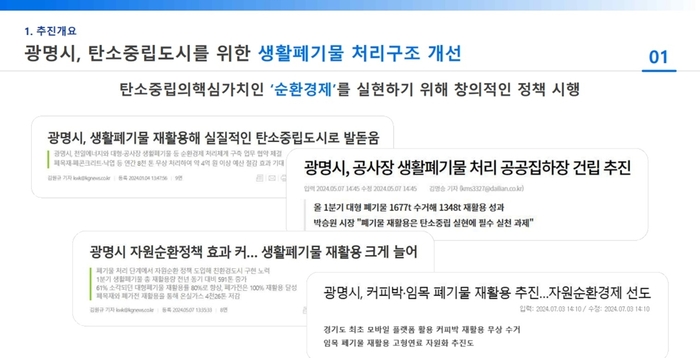 광명시 '생활폐기물 처리 체계 개선 통한 순환경제 체계 구축' 발표 자료