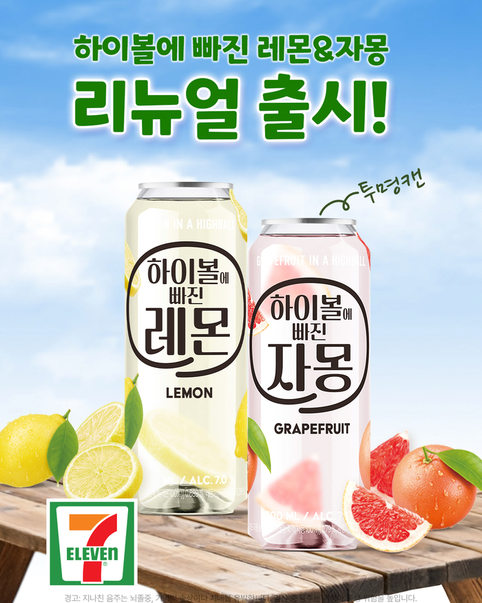 5일 세븐브로이가 출시한 하이볼에 빠진 레몬·자몽 2종. 사진=세븐브로이