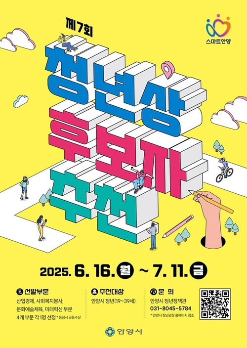 2025년 제7회 안양시 청년상 후보 추천 모집 포스터