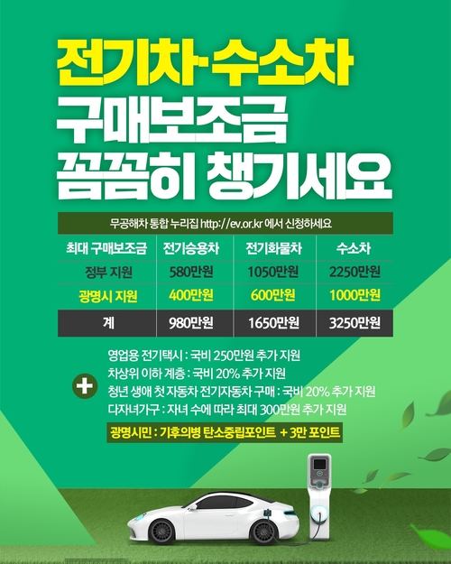 광명시 전기차-수소차 구매비용 지원 배너