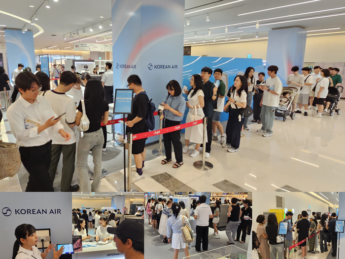 서울 강남구 삼성동 코엑스 지하 1층에 마련된 대한항공 팝업 스토어 현장에 몰린 인파. 사진=박규빈 기자