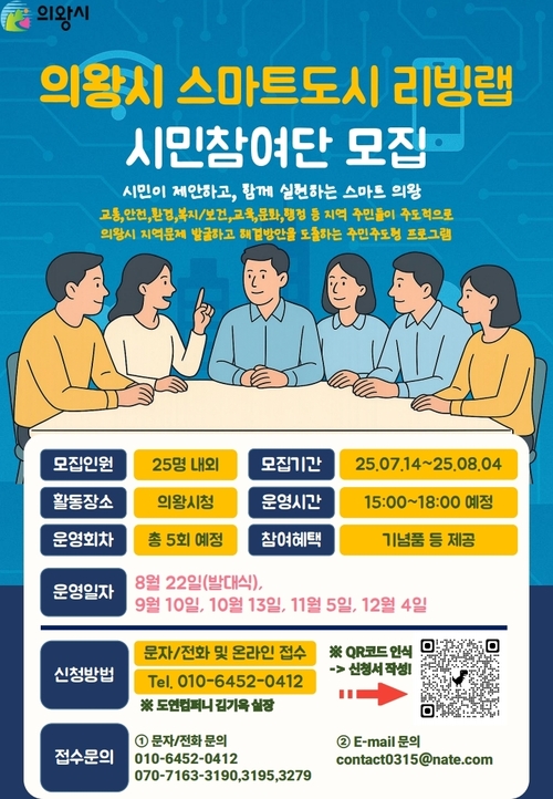 의왕시 스마트도시 리빙랩 시민참여단 모집 포스터