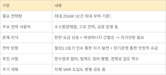 포스코 전력 수요 및 원전 인수 전략