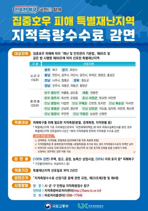 극한호우 피해 주민 위한 '지적측량수수료 감면' 시행