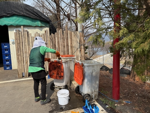 양평군 음식물류폐기물 전용수거용기 세척사업 현장