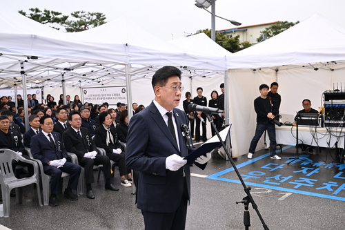 전진선 양평군수 14일 故 정희철 양평군 단월면장 영결식에서 영결사 발표