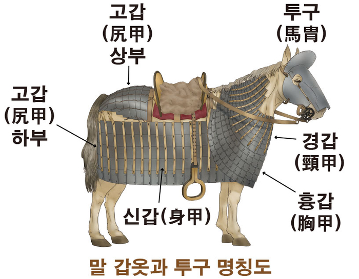 말 갑옷과 투구 명칭도