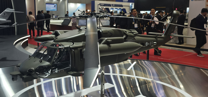 UH-60 블랙 호크 헬리콥터 모형. 사진=박규빈 기자