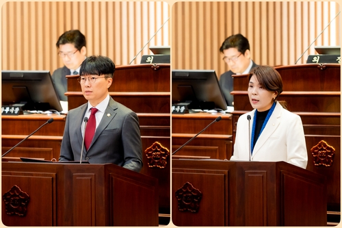 원주영(왼쪽)-손정자 남양주시의회 의원 제315회 임시회 5분 자유발언