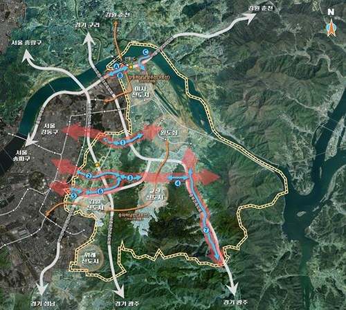 하남시 7개 광역도로망 확충 계획 노선도