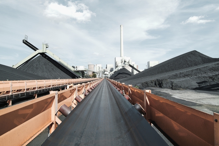 Coal conveyor belts in a coal-fired power plant