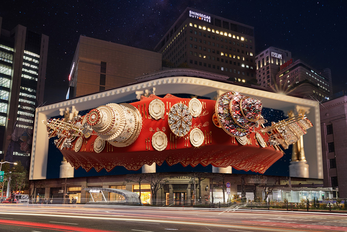 오는 7일 신세계백화점 명동 본점의 초대형 전광판인 신세계스퀘어를 통해 공개될 '2025 크리스마스 영상' 랜더링 이미지. 사진=신세계백화점