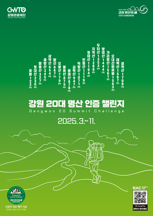 강원관광재단, ‘20대 명산 인증 챌린지’ 운영…인증자 30만명 달해