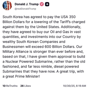 금관에 훈장까지 받았는데…트럼프, 한국 대통령 ‘국무총리’로 잘못 표기