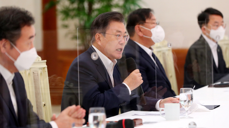 민주당 지도부 초청 간담회 하는 문 대통령