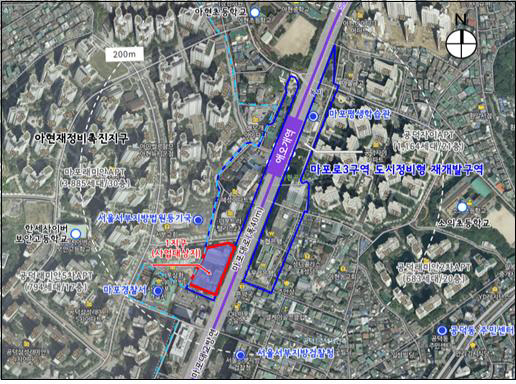 마포로3구역 제1지구 도시정비형 재개발사업지 위치도