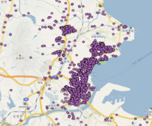 체납차량 분포 지도