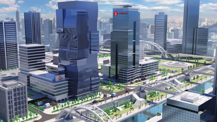 롯데건설, 가상공간 '메타폴리스'에 구현한 롯데건설 건물