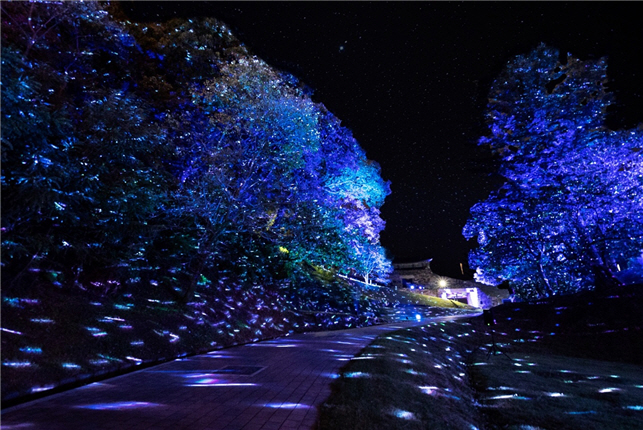 웅진백제시대의 유물을 최첨단 미디어아트로 구현한 모습