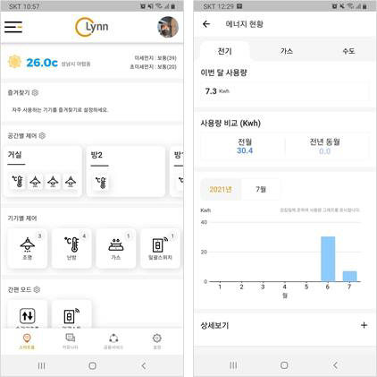 [보도자료] 스마트 lynn Home IoT 플랫폼 화면 예시