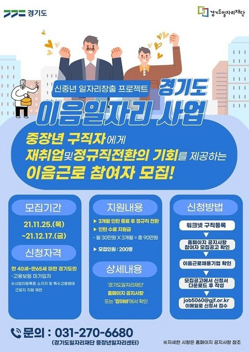 '경기도 이음일자리 사업' 안내 포스터