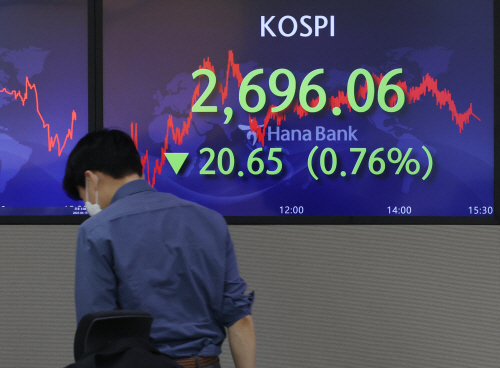 코스피, 미국 연준 긴축 우려에 0.76% 하락