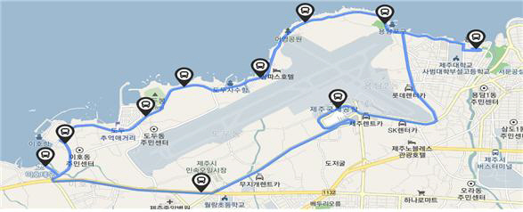 제주도 공항 인근 관광지 자율주행차 노선