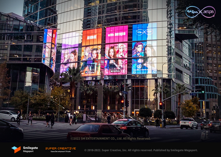 에픽세븐 X 에스파 광고_OutFront Wilshire Grand, LA