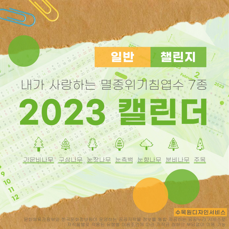 멸종위기침엽수 7종 2023 캘린더