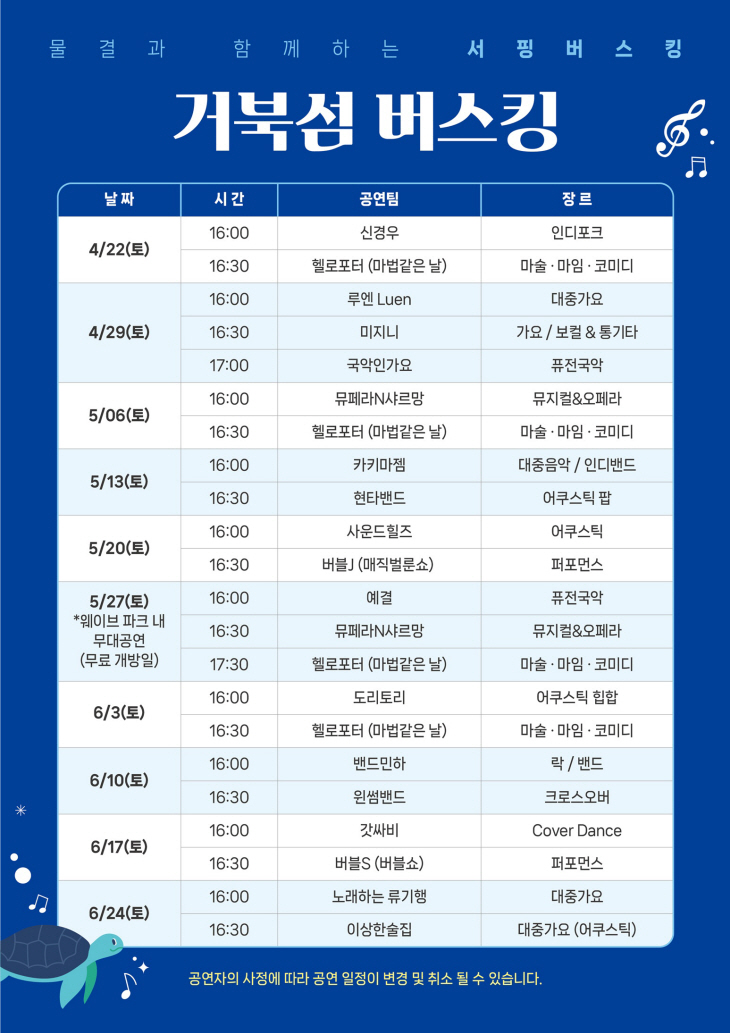 시흥시 거북섬 버스킹 포스터