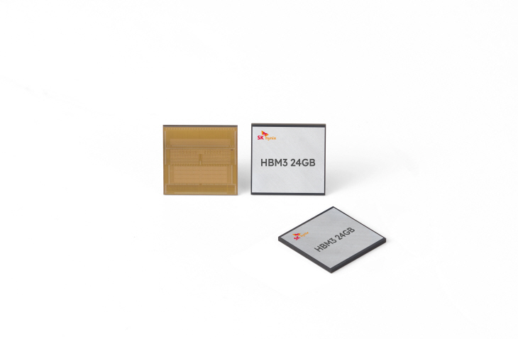 SK하이닉스가 세계 최초로 개발한 HBM3 24GB 제품 이미지.