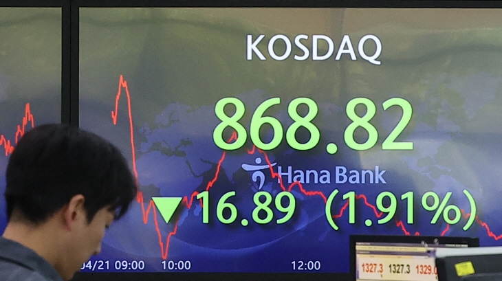 크게 하락한 코스닥